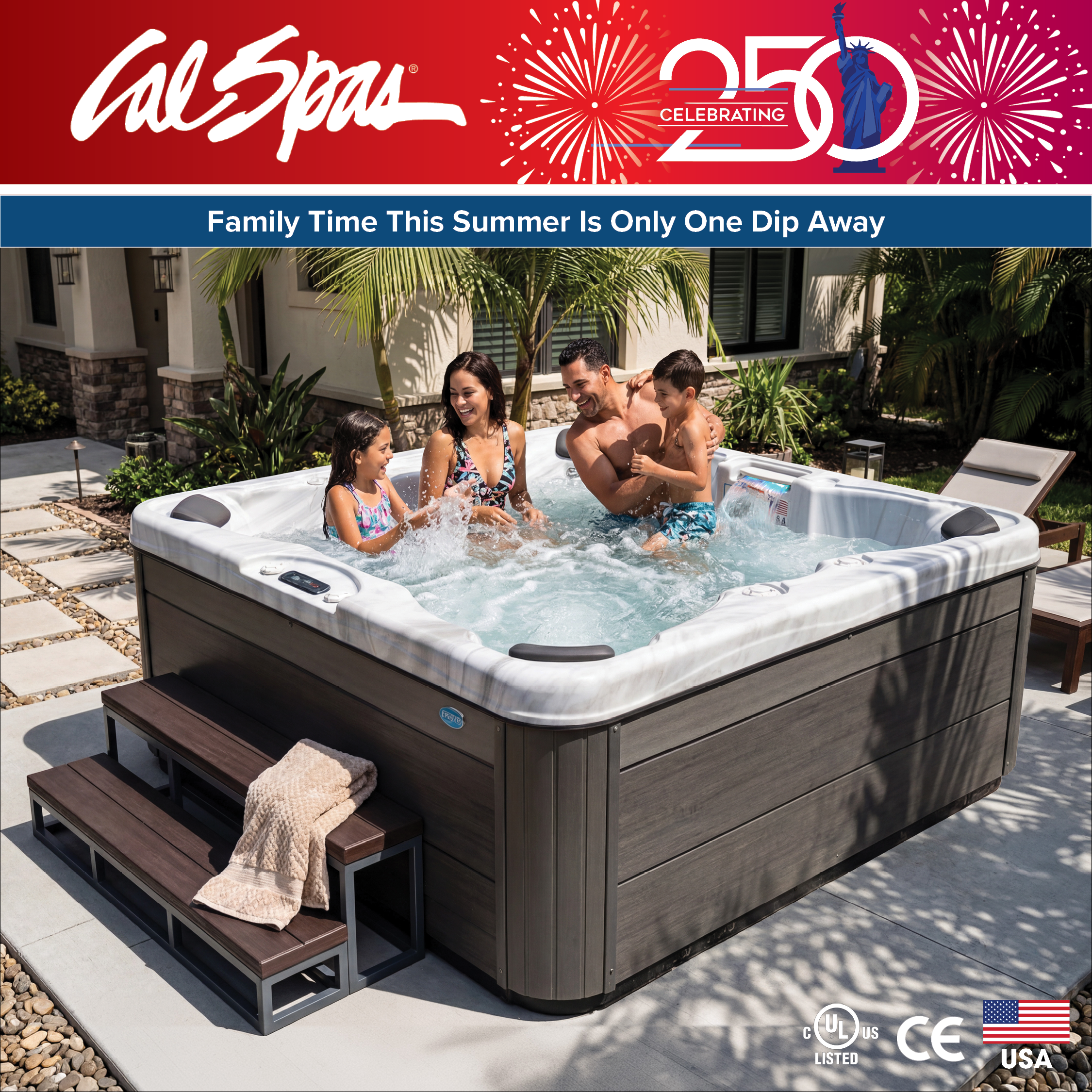 Calspas hot tub being used in a family setting - Gladstone